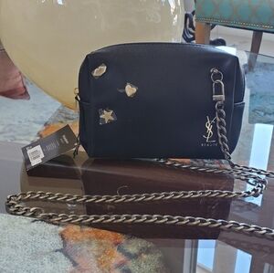 Yves Saint Laurent Black Crossbody Bag with Gold Accents